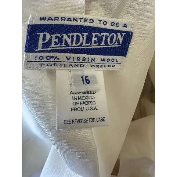 NWT Pendelton Blazer Suit Jacket 100% Virgin Wool Cream Single Button Size 16 - Picture 10 of 14